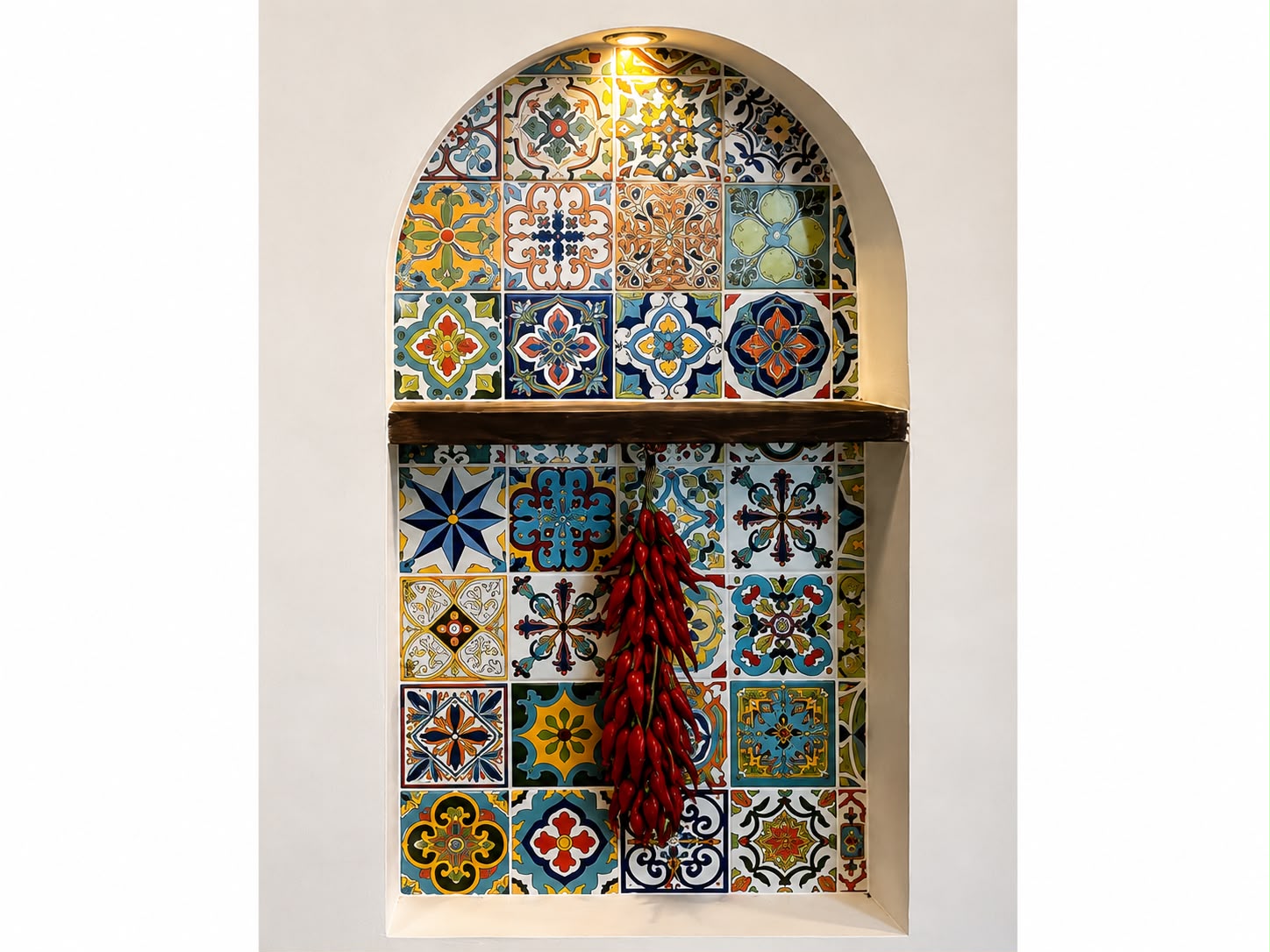 Decoración con calaveras y azulejos artesanales